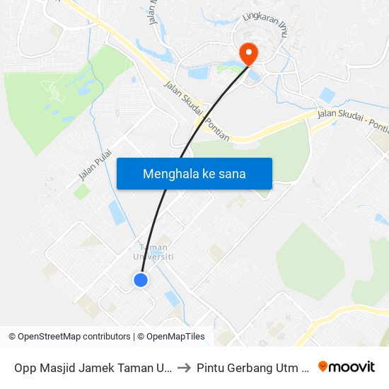 Opp Masjid Tan Sri Ainuddin to Pintu Gerbang Utm Skudai map