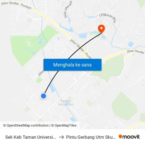 Sek Keb Taman Universiti 1 to Pintu Gerbang Utm Skudai map