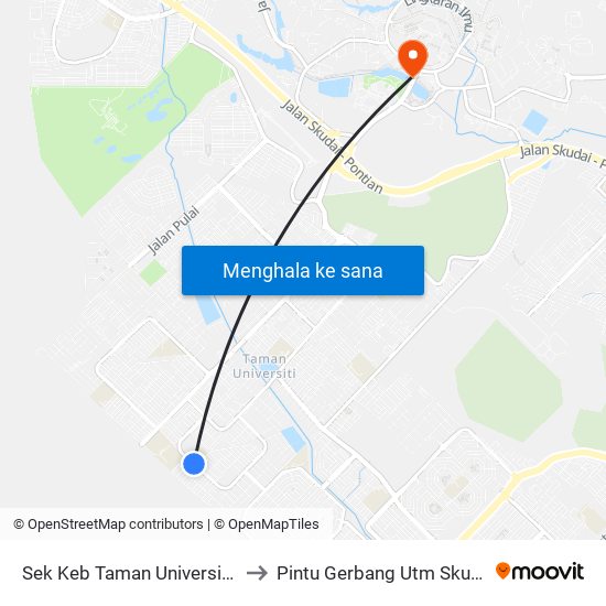 Sek Keb Taman Universiti 3 to Pintu Gerbang Utm Skudai map