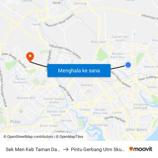 Smk Taman Daya to Pintu Gerbang Utm Skudai map