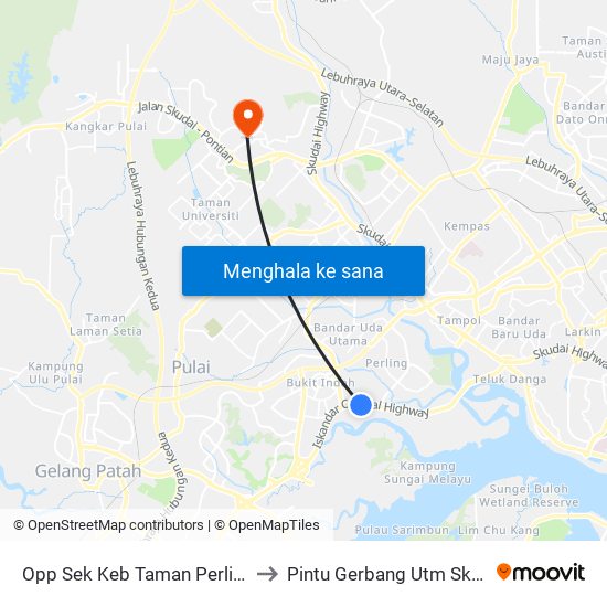 Opp Sk Taman Perling 3 to Pintu Gerbang Utm Skudai map