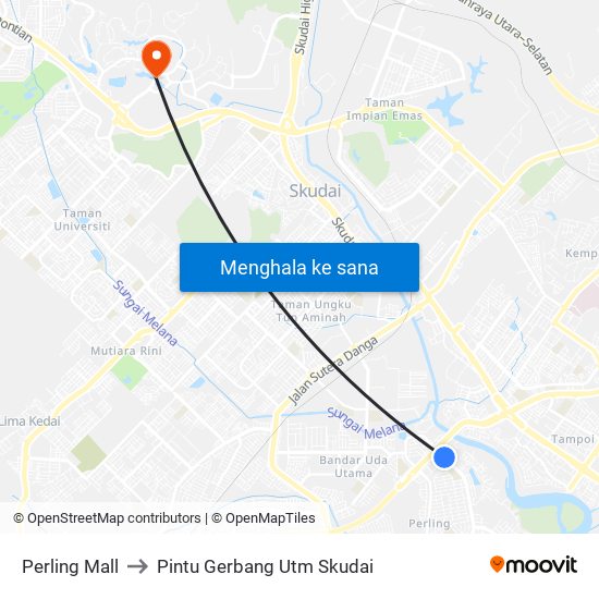 Perling Mall to Pintu Gerbang Utm Skudai map