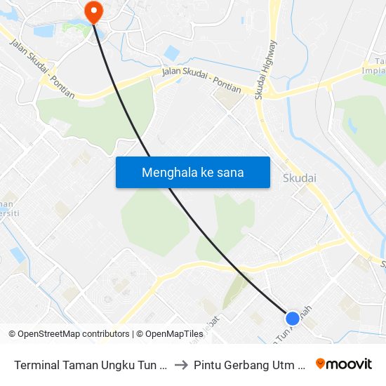 Terminal Taman Ungku Tun Aminah to Pintu Gerbang Utm Skudai map