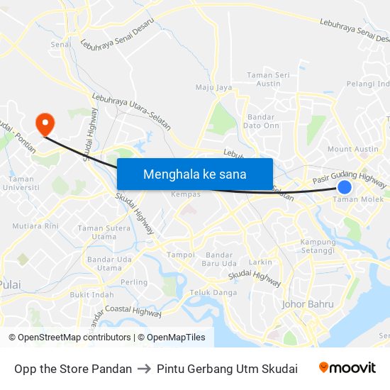 Opp the Store Pandan to Pintu Gerbang Utm Skudai map