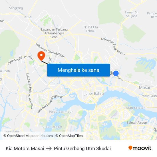 Kia Motors Masai to Pintu Gerbang Utm Skudai map