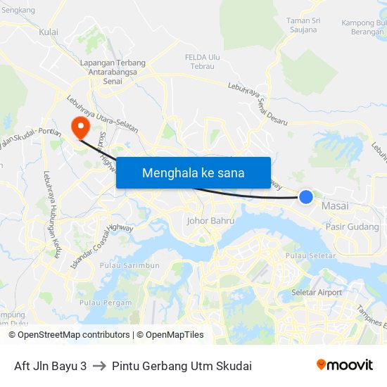 Aft Jln Bayu 3 to Pintu Gerbang Utm Skudai map