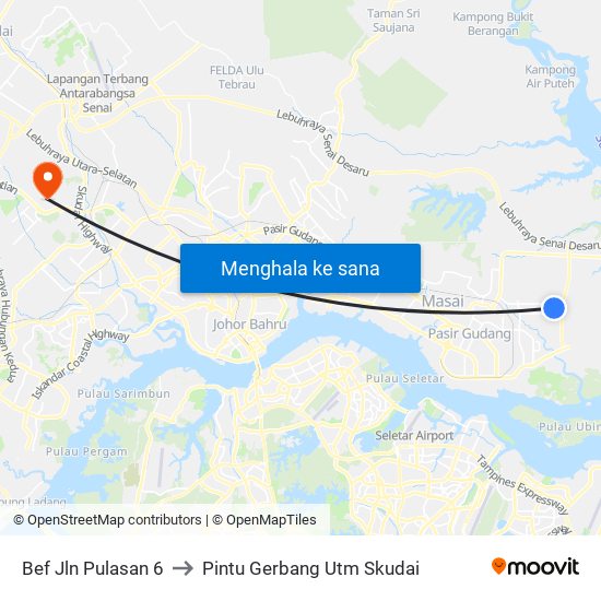 Bef Jln Pulasan 6 to Pintu Gerbang Utm Skudai map