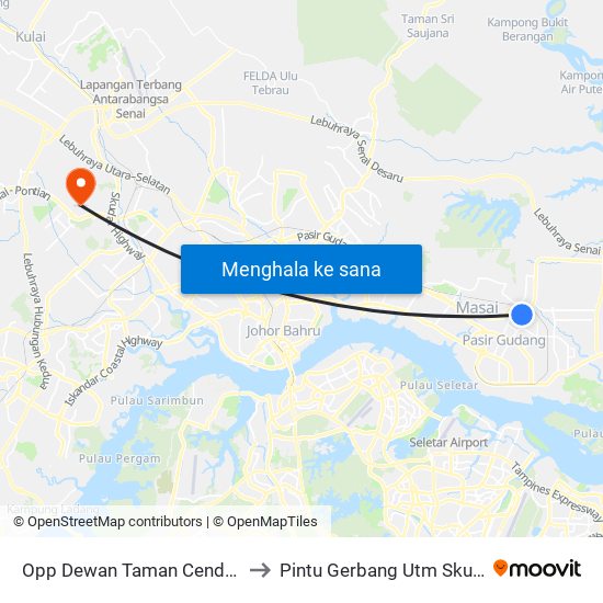 Opp Dewan Taman Cendana to Pintu Gerbang Utm Skudai map