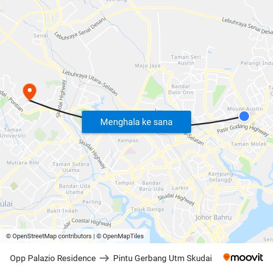 Opp Palazio Residence to Pintu Gerbang Utm Skudai map