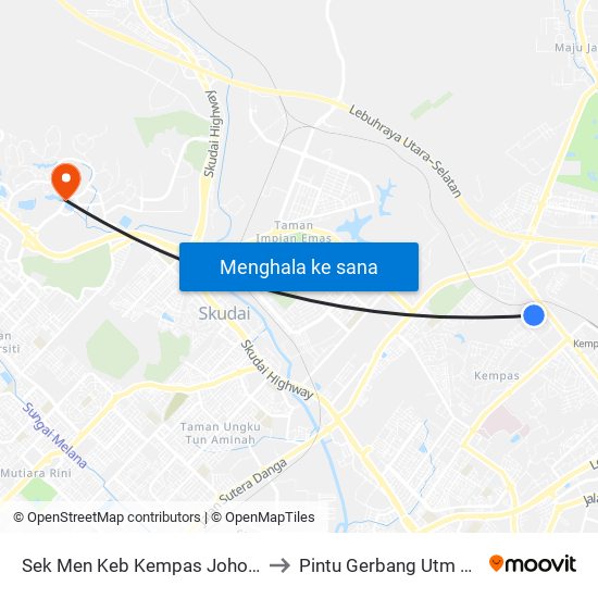 Sek Men Keb Kempas Johor Bahru to Pintu Gerbang Utm Skudai map