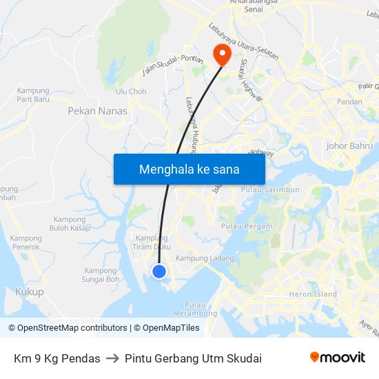 Km 9 Kg Pendas to Pintu Gerbang Utm Skudai map