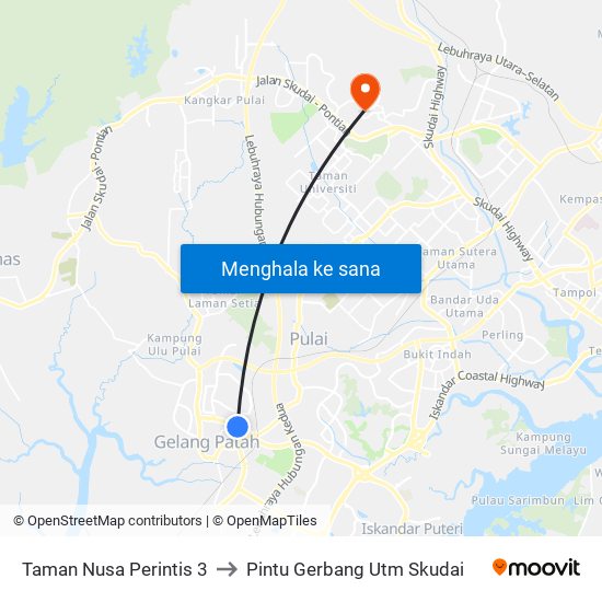 Taman Nusa Perintis 3 to Pintu Gerbang Utm Skudai map