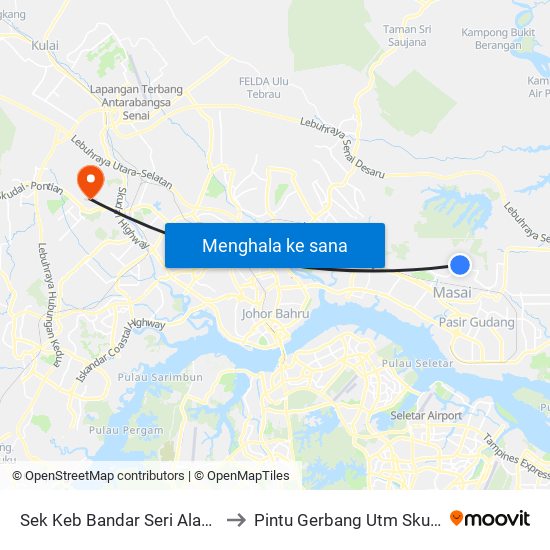 Sek Keb Bandar Seri Alam 2 to Pintu Gerbang Utm Skudai map