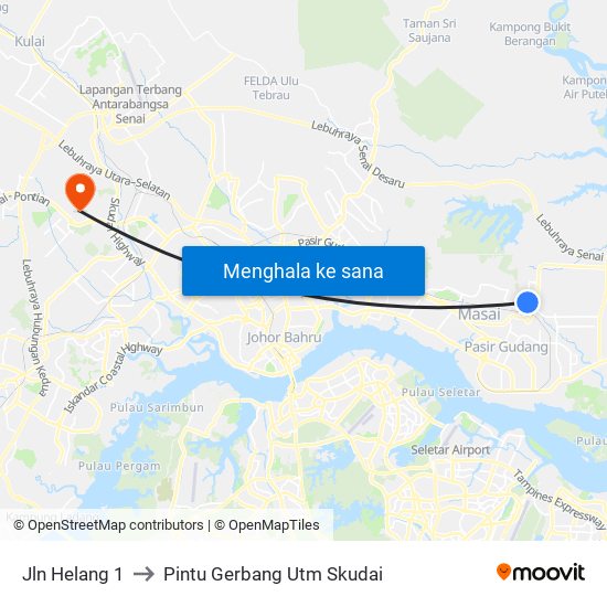 Jln Helang 1 to Pintu Gerbang Utm Skudai map