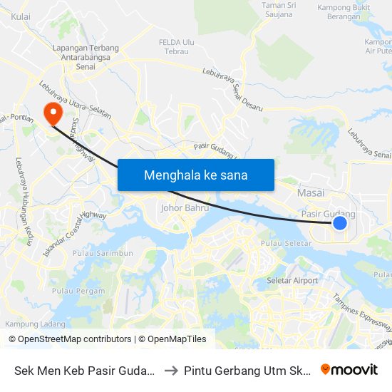 Sek Men Keb Pasir Gudang 3 to Pintu Gerbang Utm Skudai map