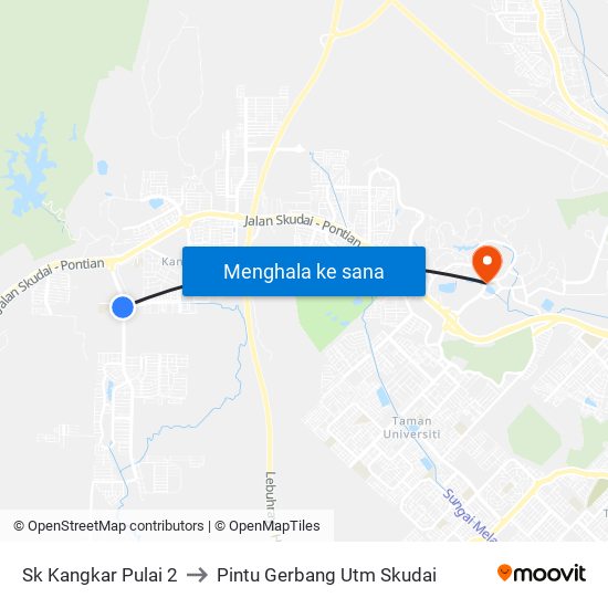 Sk Kangkar Pulai 2 to Pintu Gerbang Utm Skudai map