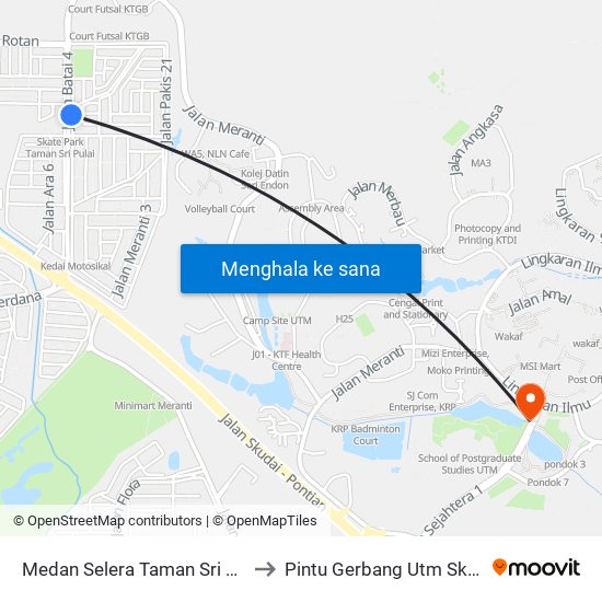 Opp Medan Selera Mbip Taman Sri Pulai to Pintu Gerbang Utm Skudai map
