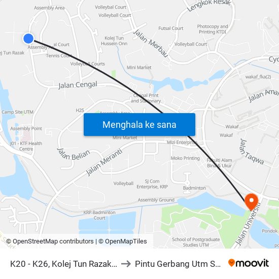 K20 - K26, Kolej Tun Razak, Utm to Pintu Gerbang Utm Skudai map