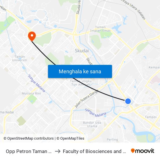 Kipmart Tampoi to Faculty of Biosciences and Medical Engineering (FBME) (UTM) map