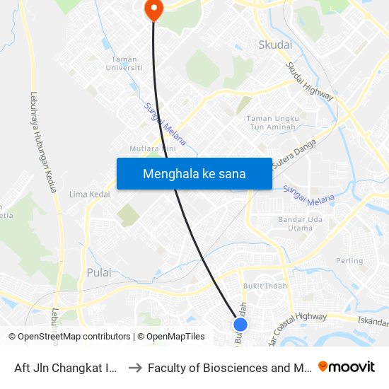 Aft Jalan Changkat Indah Utama to Faculty of Biosciences and Medical Engineering (FBME) (UTM) map