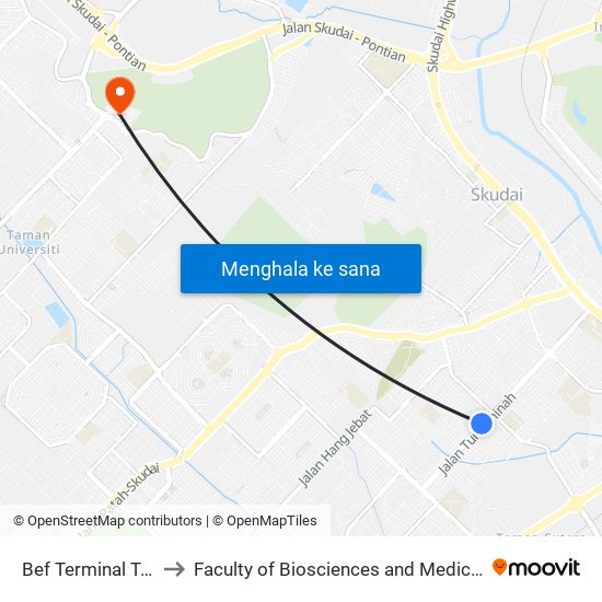 Bef Terminal Tuta (0000648) to Faculty of Biosciences and Medical Engineering (FBME) (UTM) map