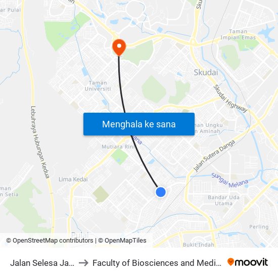 Taman Timor to Faculty of Biosciences and Medical Engineering (FBME) (UTM) map