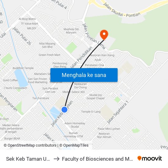 Sek Keb Taman Universiti 4 (0004365) to Faculty of Biosciences and Medical Engineering (FBME) (UTM) map