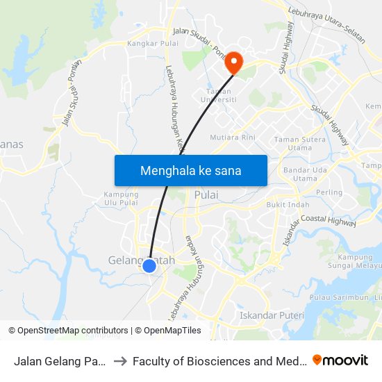 Jalan Gelang Patah 16 (0000524) to Faculty of Biosciences and Medical Engineering (FBME) (UTM) map