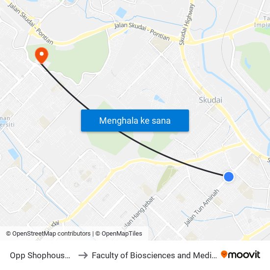 Opp Shophouse @ Jln Pahlawan to Faculty of Biosciences and Medical Engineering (FBME) (UTM) map