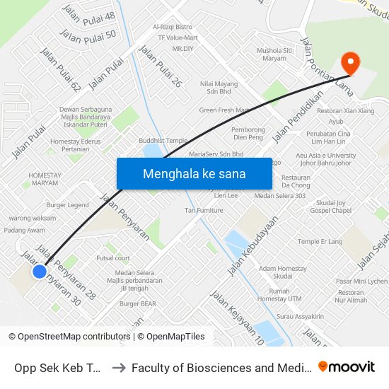 Opp Sek Keb Taman Universiti 2 to Faculty of Biosciences and Medical Engineering (FBME) (UTM) map