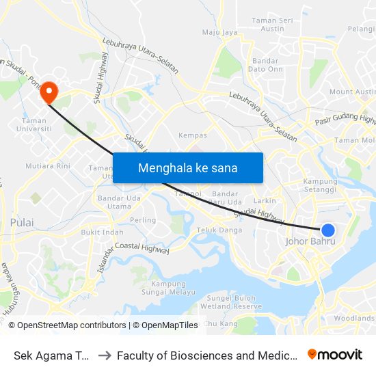 Sek Agama Taman Pelangi to Faculty of Biosciences and Medical Engineering (FBME) (UTM) map