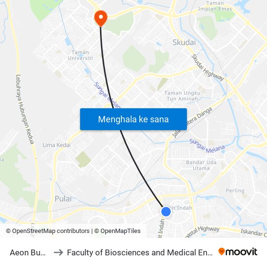 Aeon Bukit Indah to Faculty of Biosciences and Medical Engineering (FBME) (UTM) map