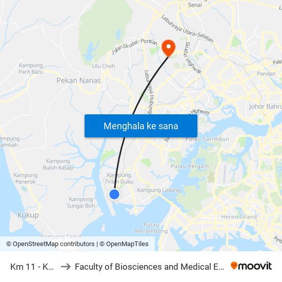 Km 11 - Kg Pendas to Faculty of Biosciences and Medical Engineering (FBME) (UTM) map