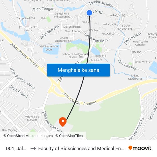 D01, Jalan Amal to Faculty of Biosciences and Medical Engineering (FBME) (UTM) map