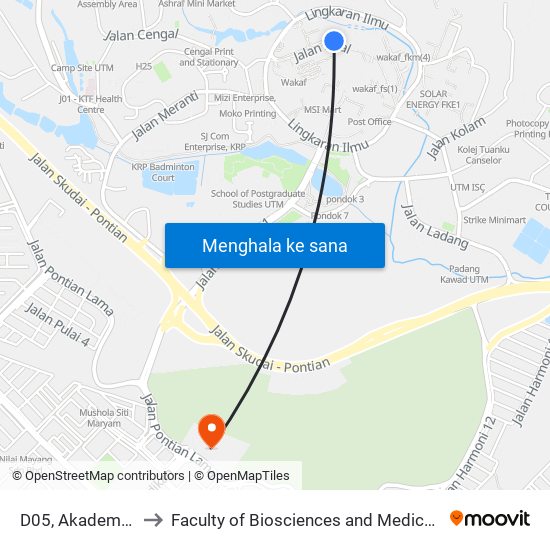 D05, Akademi Bahasa Utm to Faculty of Biosciences and Medical Engineering (FBME) (UTM) map