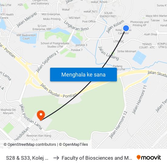 S28 & S33, Kolej Tuanku Canselor, Utm to Faculty of Biosciences and Medical Engineering (FBME) (UTM) map
