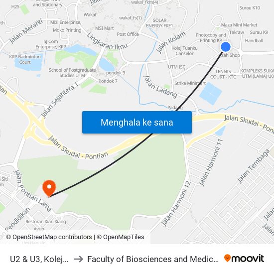 U2 & U3, Kolej Perdana, Utm to Faculty of Biosciences and Medical Engineering (FBME) (UTM) map