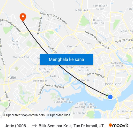 Jotic (0008097) to Bilik Seminar Kolej Tun Dr.Ismail, UTM Johor map