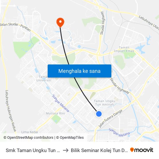 Smk Taman Ungku Tun Aminah (0007601) to Bilik Seminar Kolej Tun Dr.Ismail, UTM Johor map
