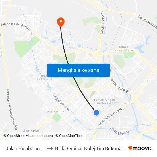 Jalan Hulubalang 1, 2-14 to Bilik Seminar Kolej Tun Dr.Ismail, UTM Johor map