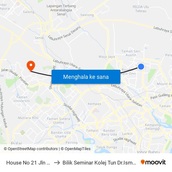 Jalan Setia 1 Opp Setia Park to Bilik Seminar Kolej Tun Dr.Ismail, UTM Johor map