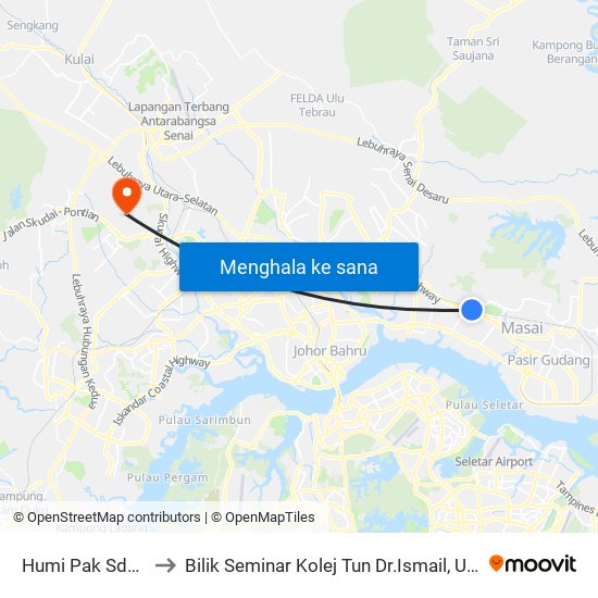 Humi Pak Sdn Bhd to Bilik Seminar Kolej Tun Dr.Ismail, UTM Johor map