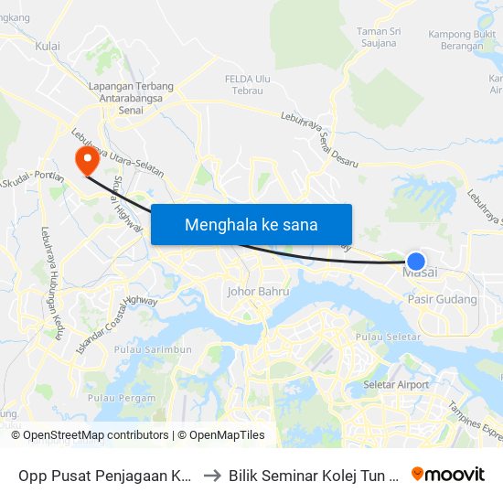 Opp Pusat Penjagaan Kanak-Kanak Matahari to Bilik Seminar Kolej Tun Dr.Ismail, UTM Johor map