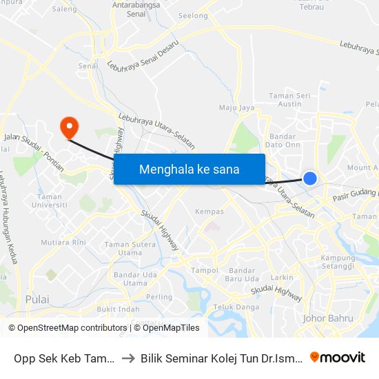 Opp Sek Keb Taman Daya 2 to Bilik Seminar Kolej Tun Dr.Ismail, UTM Johor map