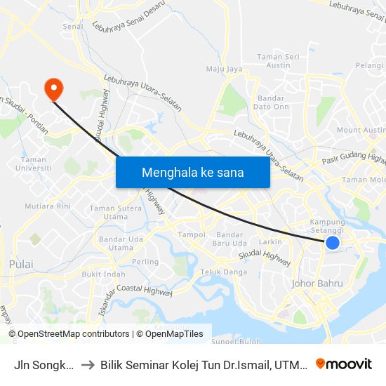 Jln Songkit 4 to Bilik Seminar Kolej Tun Dr.Ismail, UTM Johor map