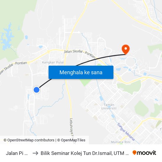 Jalan Pi 1/2 to Bilik Seminar Kolej Tun Dr.Ismail, UTM Johor map