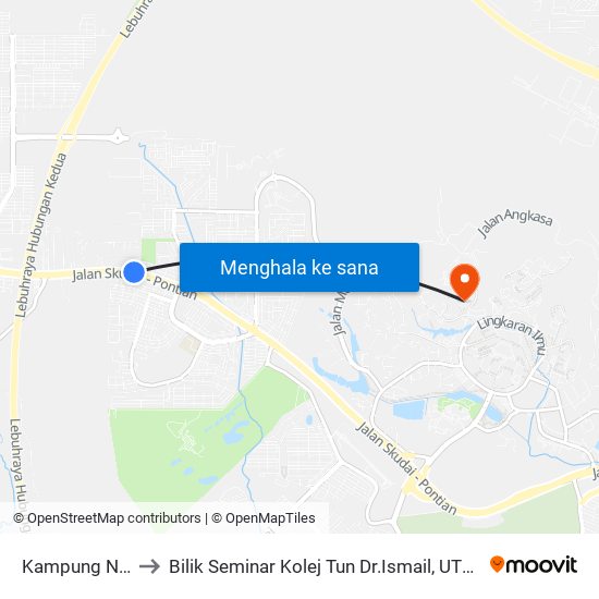 Kampung Nesa to Bilik Seminar Kolej Tun Dr.Ismail, UTM Johor map