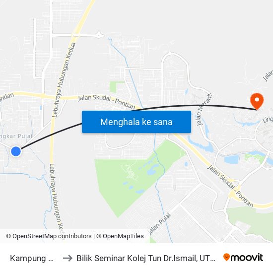 Dewan Raya Kangkar Pulai to Bilik Seminar Kolej Tun Dr.Ismail, UTM Johor map