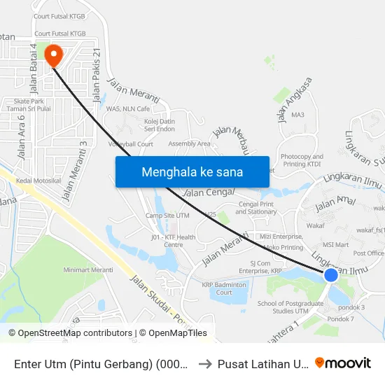 Enter Utm (Pintu Gerbang) (0008001) to Pusat Latihan UTM map