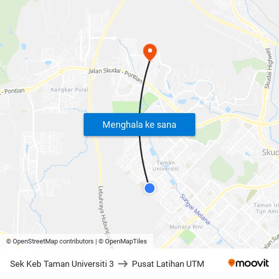 Sek Keb Taman Universiti 3 to Pusat Latihan UTM map